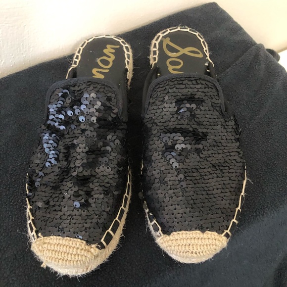 Sam Edelman Shoes - Sam Edelman Black Sequin Slip On Mules